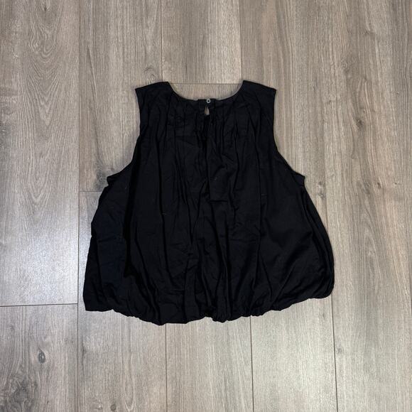 Madewell Sleeveless Crewneck Bubble Top SZ M Black Pullover Lined Stretch Cotton - Picture 6 of 8